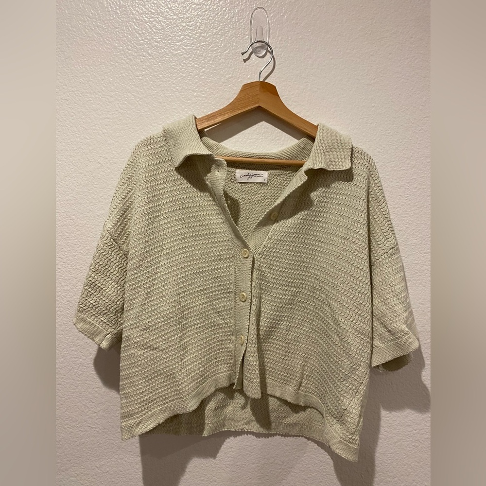 CJLA Short sleeve button up sweater cardigan
